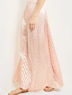 Maxi A-Line Skirt - Chevron Textured Crepe de Chine