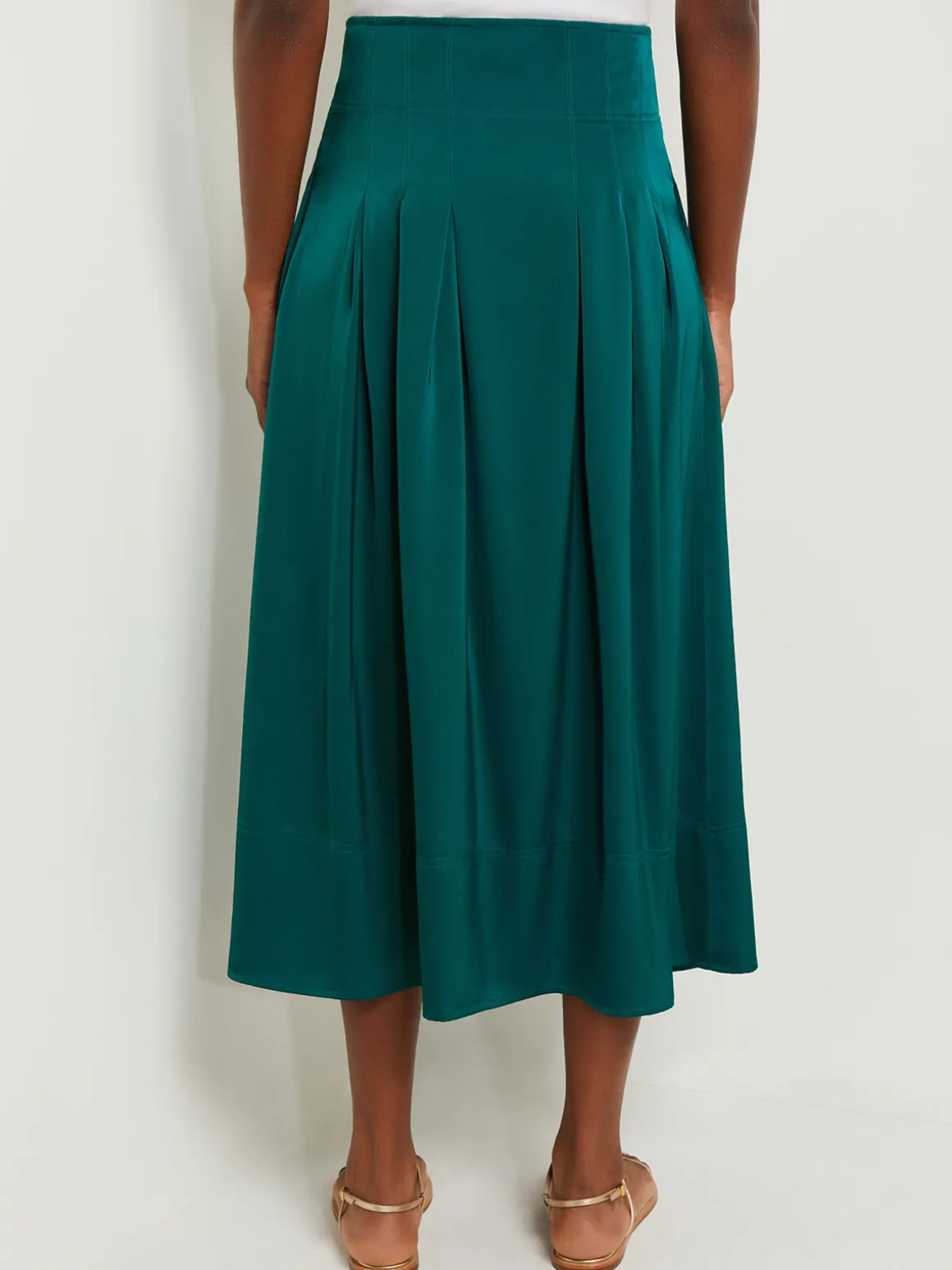 Maxi Button Front A-Line Skirt - Pleated Woven
