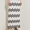 Maxi Pencil Skirt - Contrast Chevron Pointelle Soft Knit