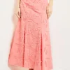 Maxi Trumpet Skirt - Fringe Applique Cotton