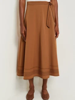 Maxi Wrap Skirt - Contrast Stitch Woven Twill