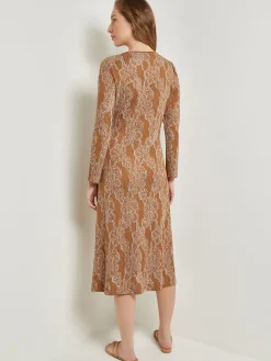 Midi A-Line Dress - Ribbed Lurex Jacquard Knit