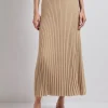 Midi A-Line Soft Ribbed Knit Skirt
