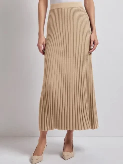 Midi A-Line Soft Ribbed Knit Skirt