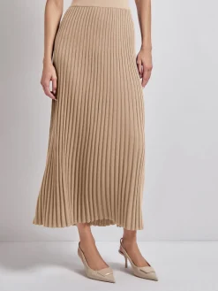 Midi A-Line Soft Ribbed Knit Skirt