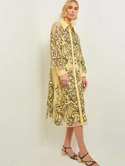 Midi Applique Shirtdress - Sheer Woven