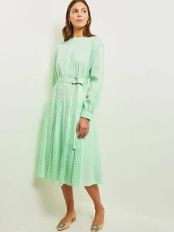 Midi Drop Waist Dress - Pointelle Stripe Mixed Media