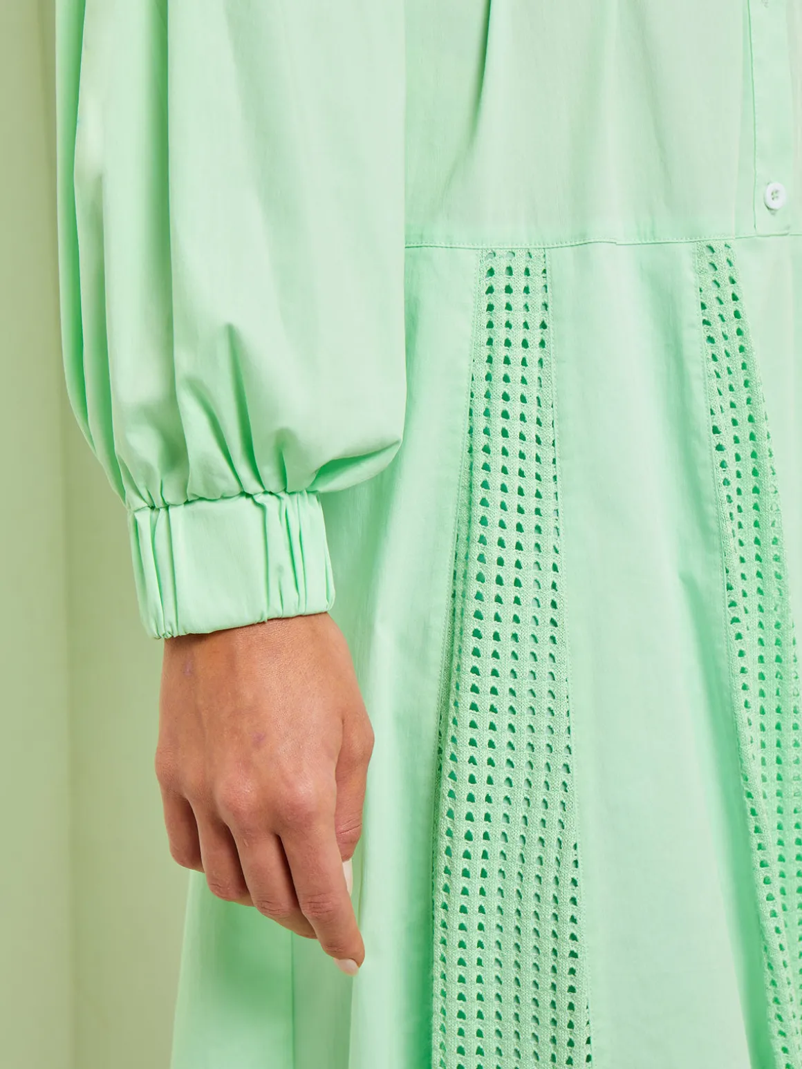 Midi Drop Waist Dress - Pointelle Stripe Mixed Media