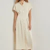 Midi Fit & Flare Dress - Dolman Sleeve Woven