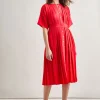 Midi Fit & Flare Dress - Hand Pleated Woven