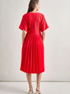 Midi Fit & Flare Dress - Hand Pleated Woven