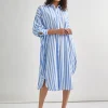 Midi Oversized Shirtdress - Striped Woven