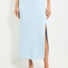 Midi Straight Skirt - Side Slit Tweed Knit