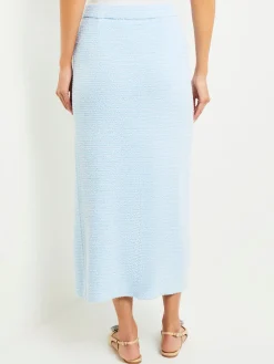 Midi Straight Skirt - Side Slit Tweed Knit