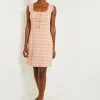 Mini A-Line Dress - Fringe Trim Tweed Knit