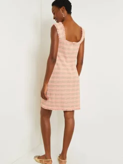 Mini A-Line Dress - Fringe Trim Tweed Knit