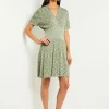 Mini Fit & Flare Dress - V-Neck Pleated Knit