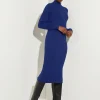 Mock Neck Soft Cable Knit Sweater Dress