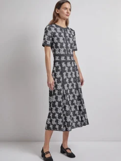 Modern Fit & Flare Intarsia Knit Dress