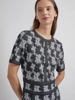 Modern Fit & Flare Intarsia Knit Dress