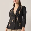 Modern Fit Beaded Applique Button Front Blazer