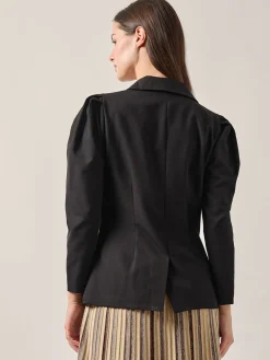 Modern Fit Beaded Applique Button Front Blazer