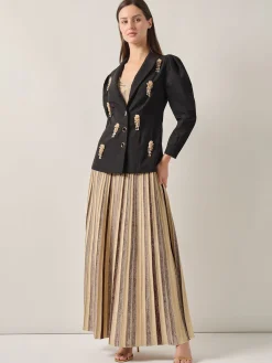 Modern Fit Beaded Applique Button Front Blazer