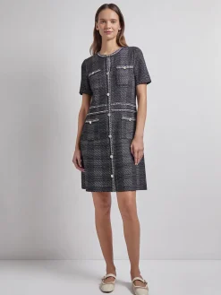 Modern Fit Bold Plaid Tweed Knit Sheath Dress