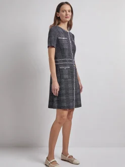 Modern Fit Bold Plaid Tweed Knit Sheath Dress