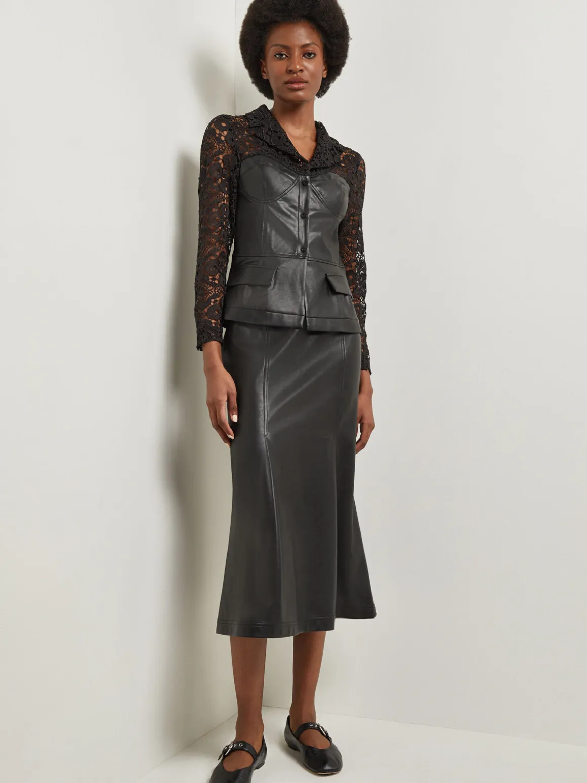 Modern Fit Lace & Vegan Leather Corset Jacket