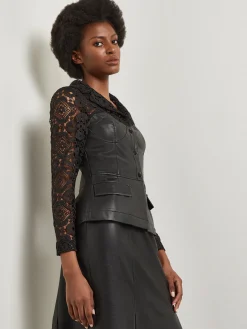 Modern Fit Lace & Vegan Leather Corset Jacket