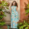 Modern Fit Maxi Drop Waist Floral Cotton Dress