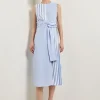 Modern Fit Midi A-Line Dress - Split Pattern Cotton