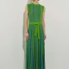 Modern Fit Sleeveless Soft Ribbed Knit Belted Maxi Dress