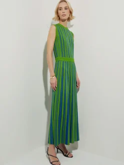 Modern Fit Sleeveless Soft Ribbed Knit Belted Maxi Dress