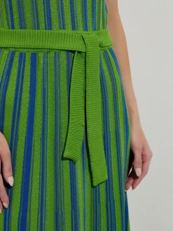 Modern Fit Sleeveless Soft Ribbed Knit Belted Maxi Dress