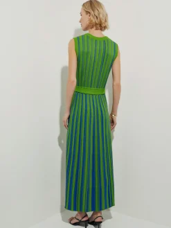 Modern Fit Sleeveless Soft Ribbed Knit Belted Maxi Dress