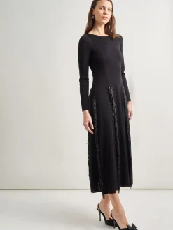 Modern Fit-and-Flare Sequin Princess Seam Knit Maxi Dress
