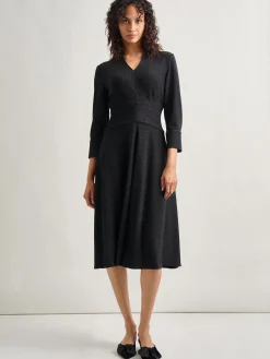 Modern Fit-and-Flare Sparkle Stretch Woven Midi Dress