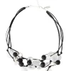 Multi-Cord Matte Black & White Crystal Necklace