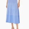 Multi-Stripe Soft Knit Midi Skirt