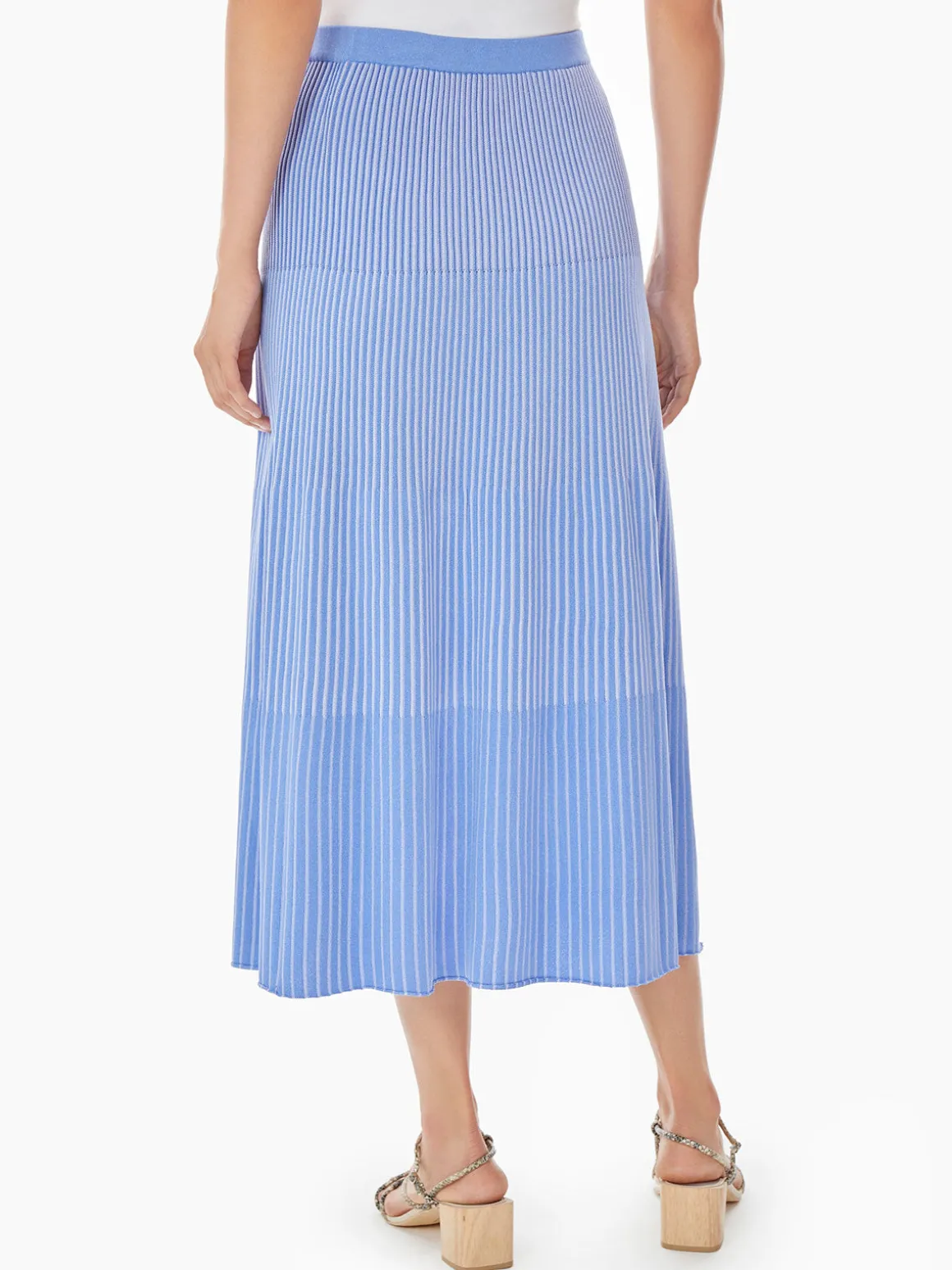 Multi-Stripe Soft Knit Midi Skirt