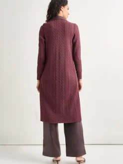 Notched Collar Long Mixed Media Jacket