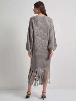 Oversized Cable Knit Wool Blended Sheath Maxi Dress