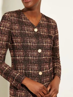 Plaid Button-Front Knit Jacket