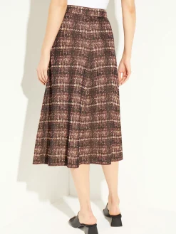 Plaid Knit A-Line Midi Skirt