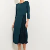 Pleated Contrast Panel Soft Knit Dress