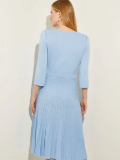 Pleated Contrast Panel Soft Knit Dress