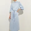 Puff Sleeve Cotton Midi Shirtdress