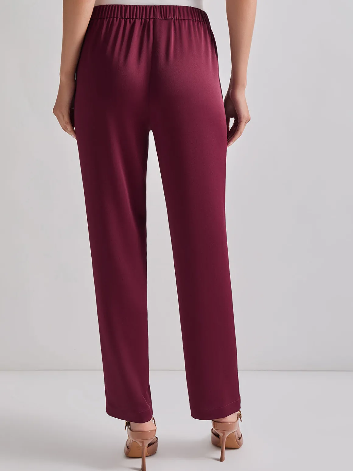 Pull-On Woven Straight Leg Pants